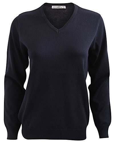 Kustom Kit Ladies Arundel Long Sleeve V-Neck Sweater (18 UK) (Navy Blue)