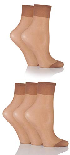 SockShop Ladies 5 Pair 15 Denier Ankle Highs