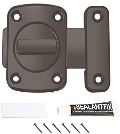 MISOYER Cabinet Latch Bolt - Rotate Bolt Bathroom Latch Security Door Slide Lock with 2 Way of Installation,Zinc Alloy Sliding Door Latches Hardware for Bathroom, Bedroom, Black, Light Black, Silver