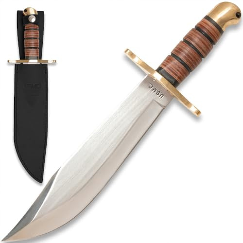 United Cutlery BK1817 USMC Leatherneck Bowie-Messer mit Scheide Kampfmesser Jagdmesser Verkauf ab 18 Jahren