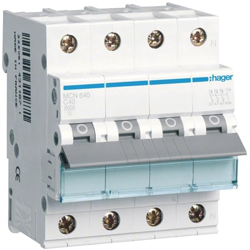 Hager MCN640 Leitungsschutzschalter 40A 3P+N 3-polig+N 6kA C-Charakteristik 4 PLE TE LS-Schalter MCB (MCN 640)