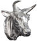 invicta INTERIOR Extravagante Stierkopf Wanddekoration TORERO 65cm Silber Deko Schädel aus Aluminium Wanddekoration Accessoire