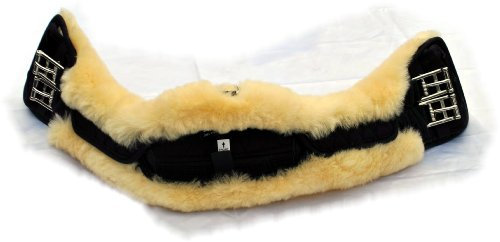 Mattes Mondgurt Kurzgurt, Lammfellbezug abnehmbar, Stoff schwarz, Lammfell natur Größe 75 cm