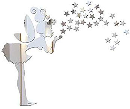 Bluelover 52cm Fee Wandaufkleber Sterne Mädchen Spiegel Wandtattoo Art Home Dekoration