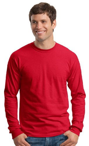 Gildan Men's Double Needle Rib Knit T-Shirt - Red -