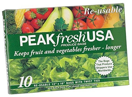 HIC Kitchen 2003 Peak Fresh - Bolsas reutilizables (10 unidades, plástico), color blanco