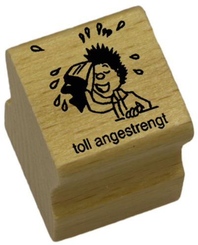 Elbi Lehrerstempel: toll angestrengt aus Holz - K7/2