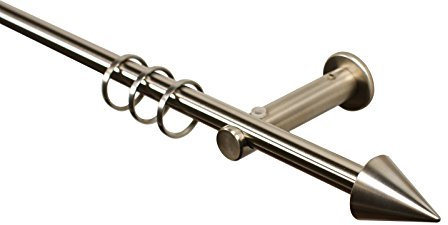 Gardinenstangen in Edelstahl Optik 12,7 mm mit Endstück Kegel, 120 cm