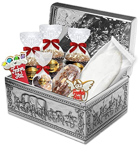 Geschenktruhe Weihnachtsträume mit Elisen und Konfekt, ca. 2,8 kg | LEBKUCHEN WELT Gefüllt mit Elisen und weiteren Köstlichkeiten – Festliche Geschenkverpackung, ideal als Weihnachtspräsent