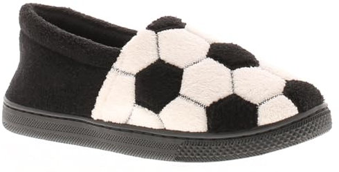 Knights Hernandez Boys & Girls Novelty Football Soccer Slippers - Soft & Comfy Children's House Shoes with Non-Slip Sole Black/White 11 Child UK