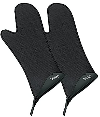 Spring GRIPS Ofenhandschuhe Hitzebeständig | Neopren | -40° bis 250°C | rutschfest | universelle Größe, 5x17,2x18,8cm | Schwarz | Topfhandschuhe Set | lang
