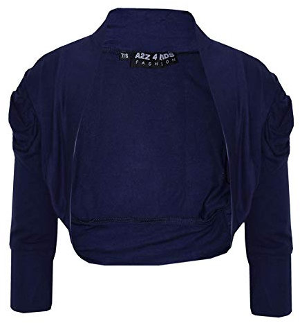 New Kids Girls Ruched Sleeve Stylish Shrug Bolero Cropped Cardigan 2 3 4 5 6 7 8 9 10 11 12 13 Years Navy