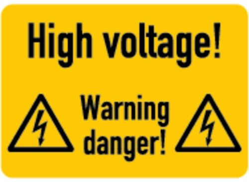 LEMAX® Aufkleber Warnschild, High voltage!, ISO 7010 Folie selbstklebend 105x74mm
