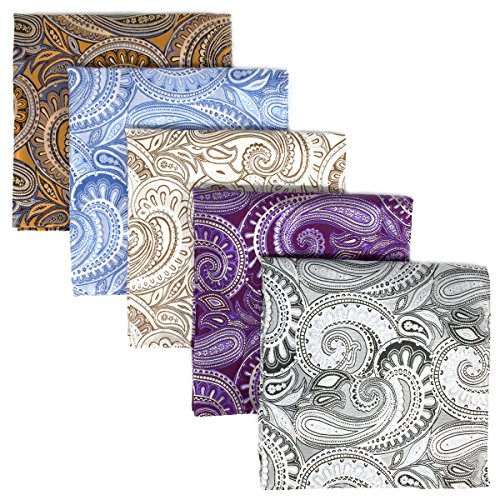 Shlax&Wing 5 Stück sortierte Taschentücher für Herren quadratisch Gr. Einheitsgröße Set07