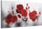 B&D XXL - Tableau décoratif nature 135x45 cm - Impression sur toile colorée - Décoration murale pour salon et chambre - Artistique rouge fleurs coquelicots nature plantes gris b-A-0339-b-a