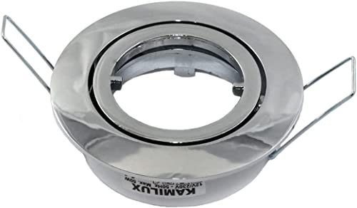 Kamilux 1er Set LED o. Halogen Einbaustrahler Lino für 230Volt Farbe: Chrom (ohne Leuchtmittel) inkl. 230Volt GU10 Fassung.Spot Rund für Lochausschnitte von 68-76 mm
