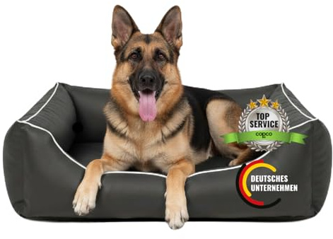 CopcoPet Orthopädisches Hundebett mittelgroße Hunde – Waschbares Hundekissen 【Wendebett】 Hundekorb aus Kunstleder - Formstabiles Hundesofa - Hundekörbchen mit erhöhten Rand, Dog Bed Grau 100 x 80 cm