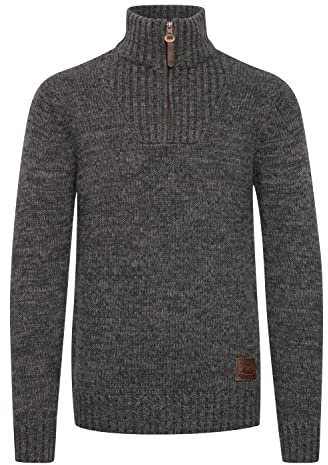 !Solid SDPhilostrate Herren Strickpullover Troyer Grobstrick Pullover mit Troyerkragen 100% Baumwolle Regular fit, Größe:L, Farbe:Dark Grey (2890)