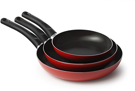 Accademia Mugnano Cucina Sano Tris di Padelle, Alluminio, Rosso