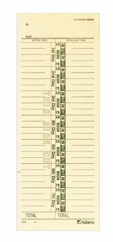 Adams temps Cartes, hebdomadaire, unilatéral, numérotés de jours, 3–3/20,3 x 22,9 cm, Manille, Vert, impression, 200-count (9656–200)