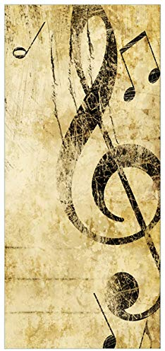 Wallario Selbstklebende Türtapete Musik als Leidenschaft Notenschlüssel in braun - Türposter 93 x 205 cm Abwischbar, rückstandsfrei zu entfernen