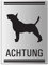 Warnschild - Achtung Hund Bullterrier | 200 x 150 mm gelocht Aluminium silber matt eloxiert | Original Ofform Design