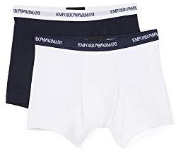 Emporio Armani Men's Stretch Cotton Classic Logo Boxer Brief, Bianco/Marine, Small