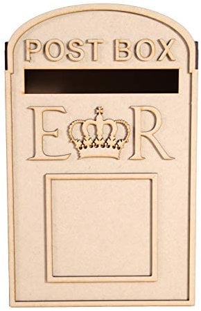 LaserSmith Wedding Post Box, Royal Mail Styled, Flat Pack, Unpainted MDF for Cards etc