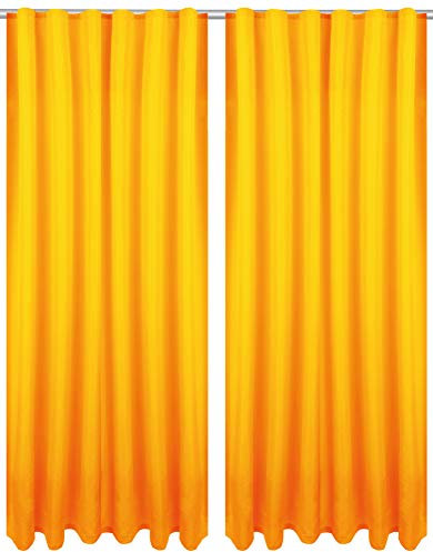 Bestlivings Dekoschal Ellen 2er Pack inkl. Raffhalter (140x175cm / Orange) Blickdichter Vorhang mit Kräuselband Gardine mit Universalband für Wohnzimmer Schlafzimmer