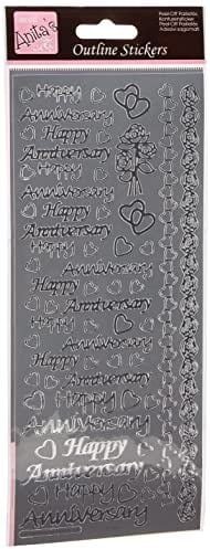 Anitas Outline Stickers, Happy Anniversary, Silver, For Scrapbooking, Card Making, Kids Play, Homework, Art, Craft, Embelish, Decorative, Paper, Card, Glass, Metal, Plastic, Foam