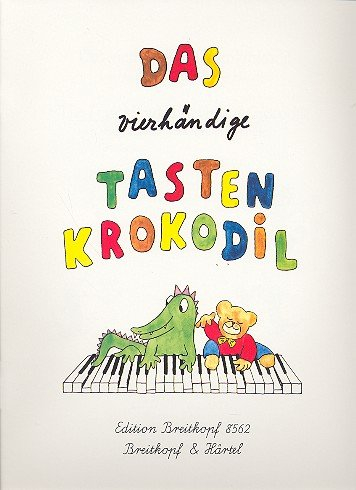 Das vierhändige Tastenkrokodil - Leichte Klavierstücke zu vier Händen für Kinder - mit farbigen Zeichnungen von Martina Schneider - Noten/sheet music