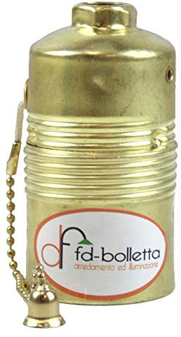 fd-bolletta arredamento e illuminazione Portalampada in ottone e ceramica con interruttore a catenella,portalampade a catenella ottone po1 Misure:H 7cm,Ø 3,9 cm,lunghezza catenella 12cm