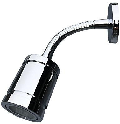 lighteu 12 V/24 V 1,5 W Schwanenhals Wand LED Leseleuchte F1 Strahler mit Push Linsenschalter, Chrom Finish, Wandleuchte, Nachttischleuchte, Boot, Yacht, Wohnwagen