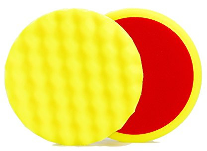 ALCLEAR 568030M Schleifpad, Auto Polierschwämme, medium gewaffelt, Durchmesser: 80x25 mm, gelb, 2er Set, Polierpad polieren Pad Schwamm, Autopflege Polierschwamm f. Poliermaschine