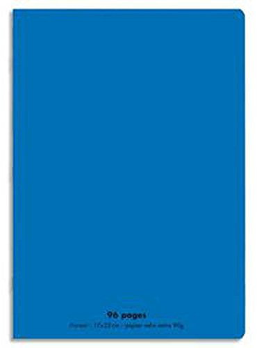 Lot de 10 Cahiers piqûre, 96 pages, Grands carreaux Seyès, Format 21 x 29,7 cm, Couverture polypro BLEU