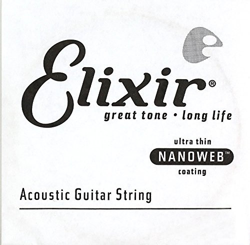 Cuerda de guitarra acústica individual Elixir® Strings de bronce en proporción 80/20 con recubrimiento NANOWEB® (.035)