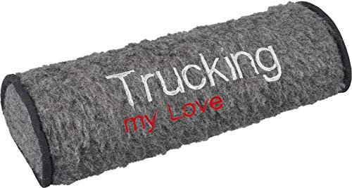 Fan-O-Menal Nackenrolle Nackenstütze mit Stickerei -Trucking My Love- Nackenrolle Nackenstütze Kissen Kopfpolster - (30059 grau)