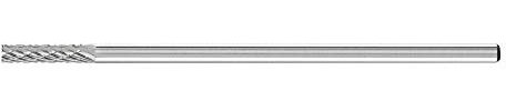 PFERD HM-Frässtift mit Langschaft, Zylinderform mit Stirnverzahnung, Zahnung 3 PLUS, Frässtift-ø 3mm, Schaft-ø 3mm, Länge 75mm, 21200287 – für universelle Anwendungen auf den wichtigsten Werkstoffen