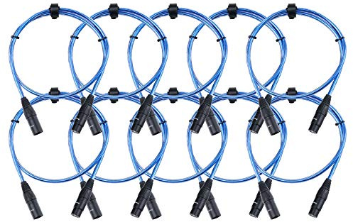 Pronomic Stage XFXM-Blue-1 Mikrofonkabel XLR 1 m Metallic Blue 10x Set