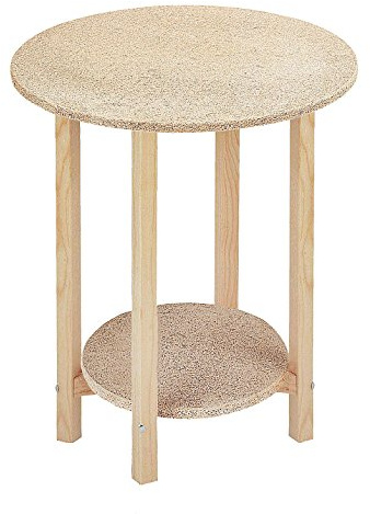 Mueblear Aranaz Gazte Couchtisch, rund, Kiefernholz, Spanplatte, Wohnzimmer, Küche oder Terrasse, abnehmbar, ideal für Winter und Sommer, unlackiert, holzfarben, 50 x 55 cm