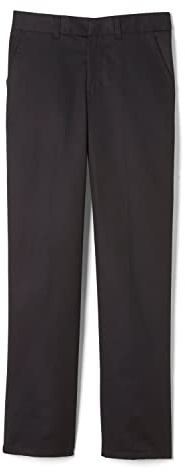 French Toast Boys' Relaxed Fit Twill Pant with Adjustable Waist in Standard Slim and Husky, Dark Black, 14