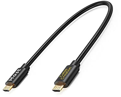 CableCreation 20cm Câble OTG Micro USB, Micro USB Mâle vers Micro USB Mâle, Câble Court Adapteur/Chargeur, Compatible avec Huawei, Honor, Samsung, Xiaomi, Nexus, Kindles, DJI Spark etc. 0.2M, Noir