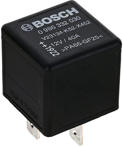 Bosch 0986332030 Mini-Relais 12V 60A, IP5K4, Betriebstemperatur von -40° C bis 85° C, Schließer-Relais, 4 Pins
