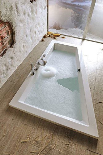 Badewanne 180x120cm Links + Ablaufgarnitur + Wannenfüße