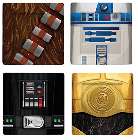 Funko SW02733 Star Wars Plate Set: I AM Chewbacca/ R2-D2/ C-3PO/ Darth Vader, Melamine, Multi-Colour, 21 x 21 x 2 cm