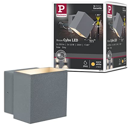 Paulmann Wandaufbauleuchte LED Cybo eckig 2x3W grau 100x100mm