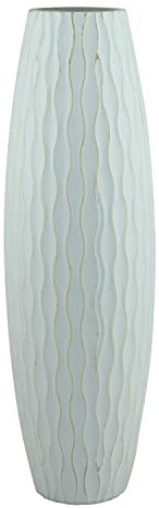 Stonebriar Vintage Textured Pale Tall Wooden Jarrón, Madera, Azul Marino (Ocean Blue), 5.2 Inches