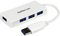 StarTech.com 4 Port USB 3.0 SuperSpeed Hub - Weiß - Portabler externer Mini USB Hub mit eingebautem Kabel