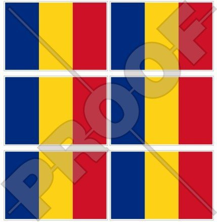 Mini-Aufkleber, Rumänien-Flagge, 40 mm, Vinyl, 6 Stück