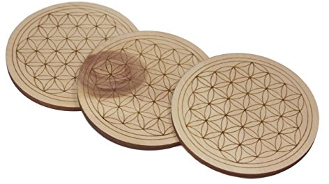 Blume des Lebens, Flower of Life, Lebensblume Untersetzer 9cm aus Zirbenholz Holz